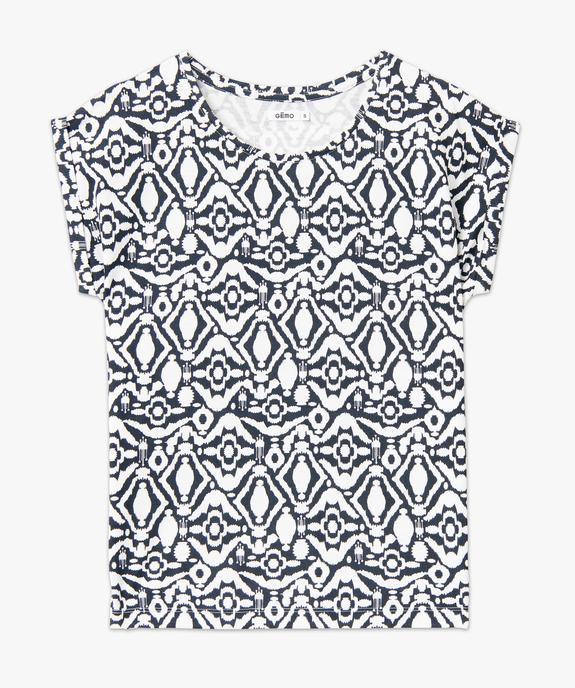 Tee-shirt droit fendu à manches courtes imprimé femme vue4 - GEMO 4G FEMME - GEMO