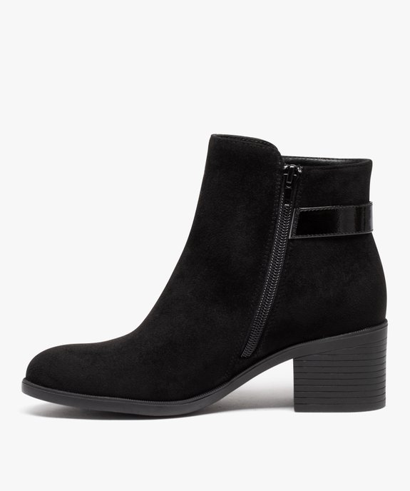 Boots femme à talon carré avec zip et bride décorative vue3 - GEMO(URBAIN) - GEMO