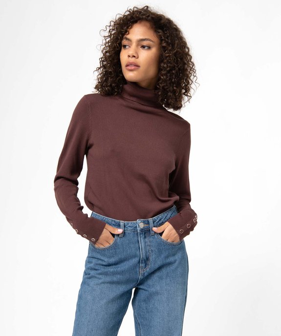 Pull femme en maille fine à col roulé vue2 - GEMO 4G FEMME - GEMO