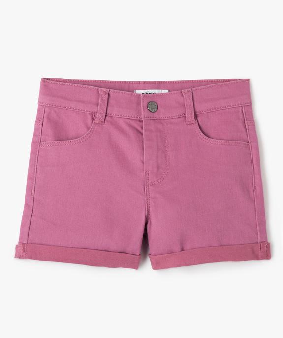 Short fille en coton stretch uni à revers vue1 - GEMO 4G FILLE - GEMO