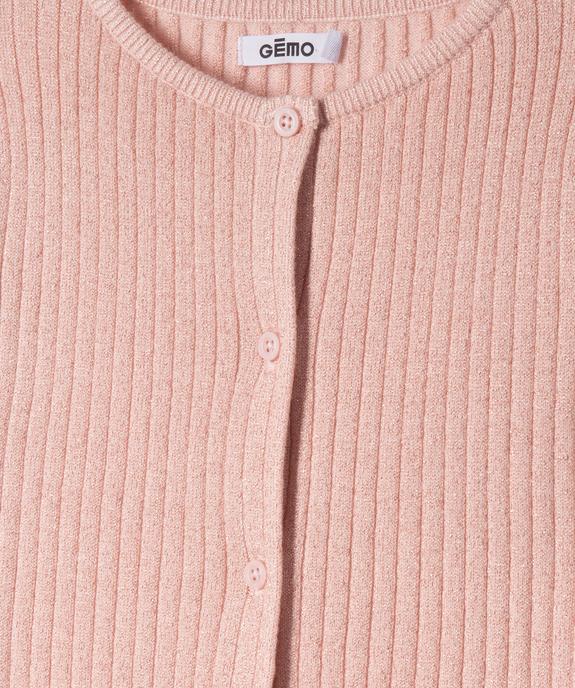 Gilet en maille côtelée pailletée fille vue2 - GEMO (ENFANT) - GEMO
