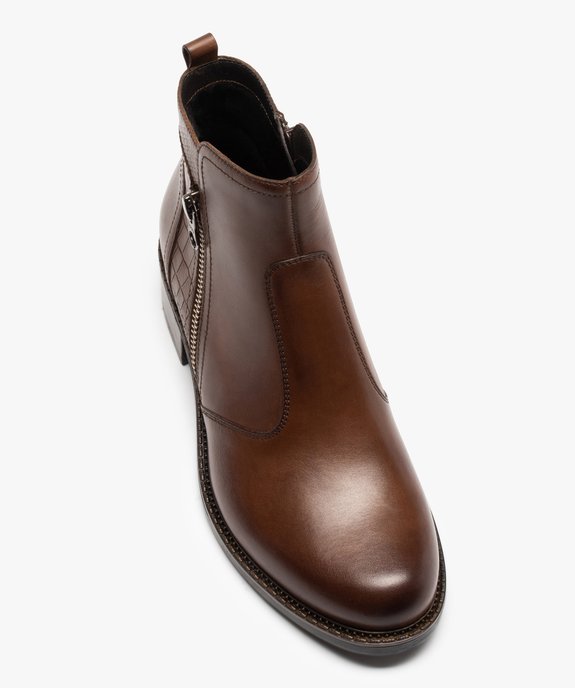 Boots femme unies dessus cuir à talon large - Tanéo vue5 - TANEO - GEMO