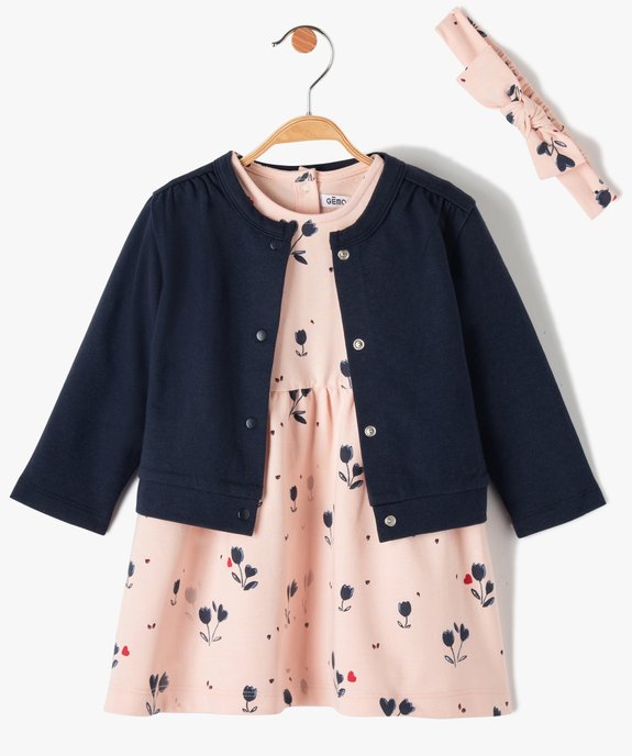 Ensemble bébé fille 2 pièces : robe + gilet vue1 - GEMO(BEBE DEBT) - GEMO