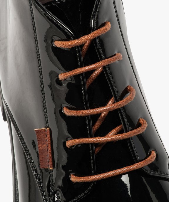 Boots femme vernies à lacet et contrefort contrastés vue6 - GEMO (CASUAL) - GEMO