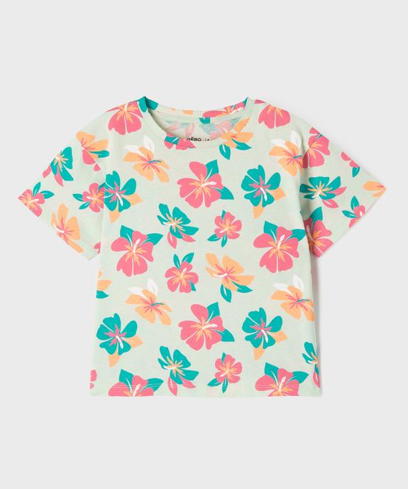 Tee-shirt à manches courtes à motifs estivaux fille vue1 - GEMO (ENFANT) - GEMO
