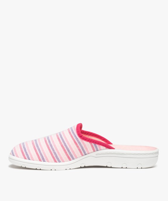 Chaussons femme style charentaises rayées vue3 - GEMO 4G FEMME - GEMO