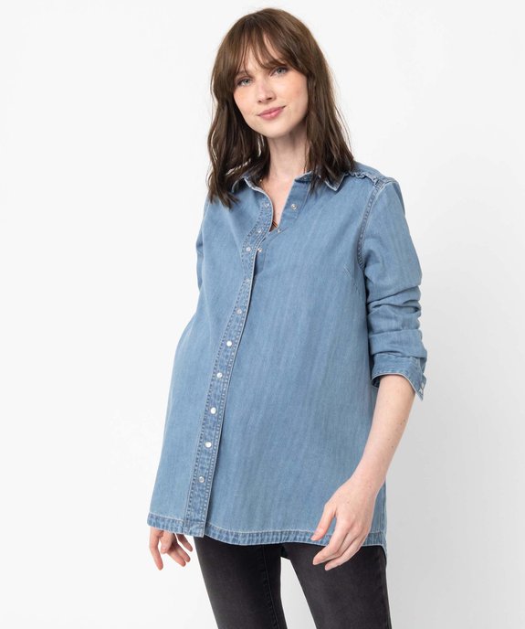 Chemise de grossesse en jean avec détails froncés vue1 - GEMO (G TAILLE) - GEMO
