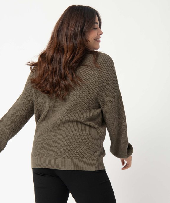 Pull femme grande taille avec décolleté V en dentelle vue3 - GEMO (G TAILLE) - GEMO