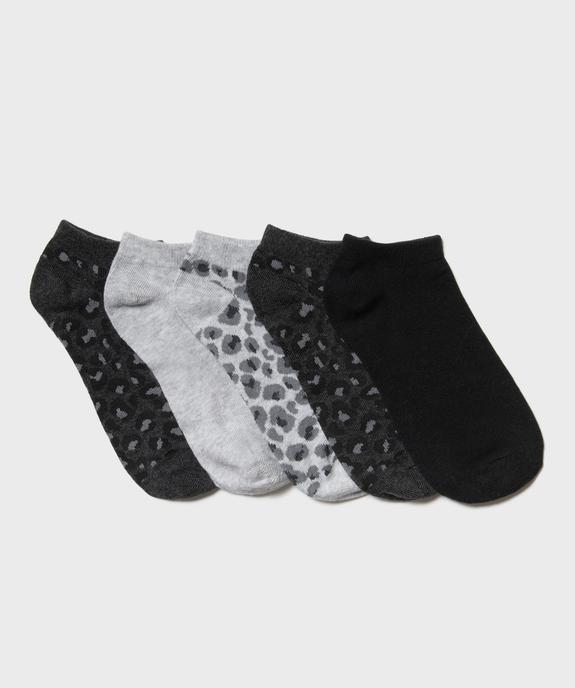 Chaussettes ultra courtes à motif léopard femme (lot de 5) vue1 - GEMO 4G FEMME - GEMO