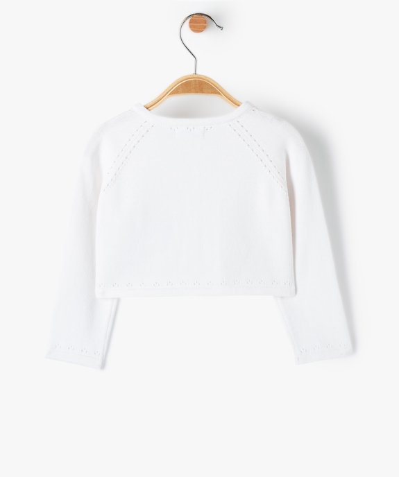 Gilet court avec détails ajourés bébé fille vue3 - GEMO(BEBE DEBT) - GEMO