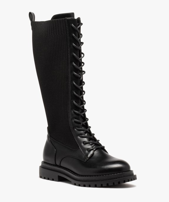 Bottes fille plates unies à lacets et tige chaussette vue2 - GEMO (ENFANT) - GEMO