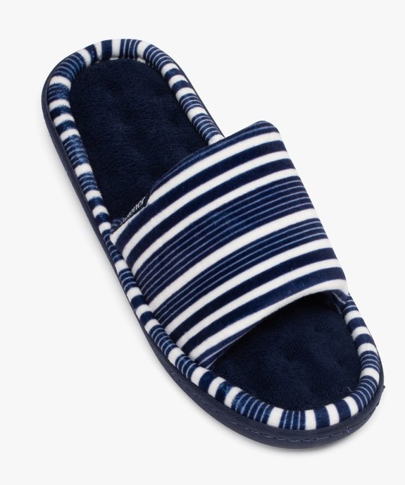 Chaussons femme mules ouvertes en velours rayé - Isotoner vue5 - ISOTONER - GEMO