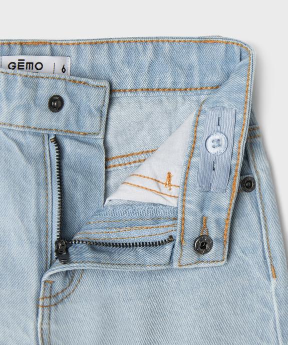 Short en jean à revers taille ajustable fille vue2 - GEMO 4G FILLE - GEMO