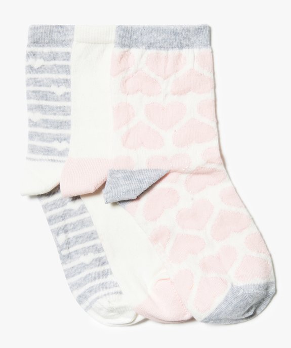 Lot de 3 paires de chaussettes hautes motif cœur vue1 - GEMO (ENFANT) - GEMO