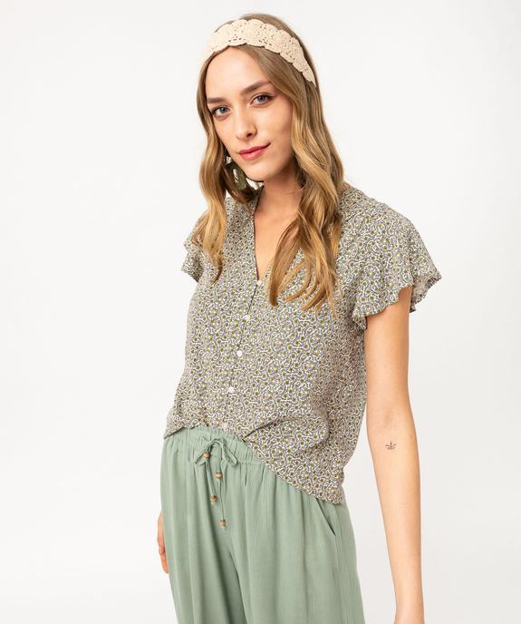 Blouse manches courtes imprimée à boutons femme vue1 - GEMO(FEMME PAP) - GEMO