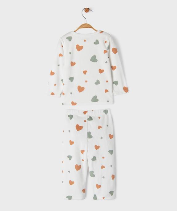 Pyjama 2 pièces en velours à motifs coeurs bébé vue3 - GEMO 4G BEBE - GEMO