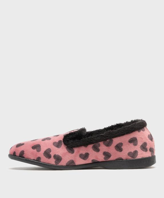 Chaussons pantoufles en velours imprimé cœurs femme vue3 - G'FLEX GEMO FOR GOOD - GEMO