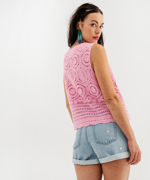 Pull sans manches en maille ajourée femme vue3 - GEMO(FEMME PAP) - GEMO