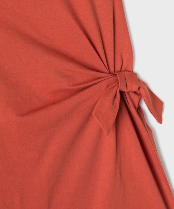 Robe courte en coton avec noeud à la taille fille vue2 - GEMO 4G FILLE - GEMO