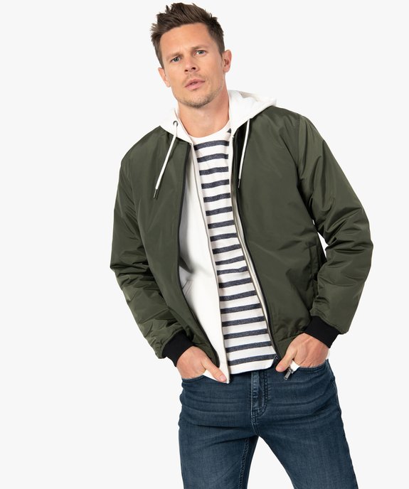 Blouson homme rembourré avec finitions bord-côte vue1 - GEMO 4G HOMME - GEMO