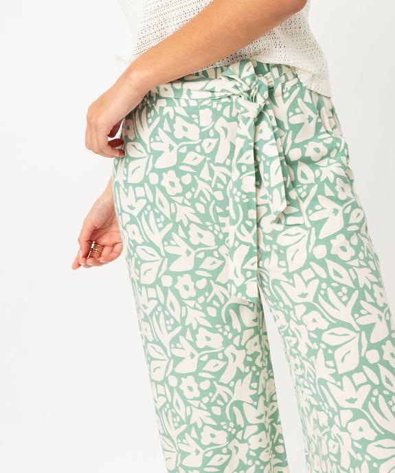 Pantalon large et fluide à taille haute ceinturée femme vue2 - GEMO 4G FEMME - GEMO