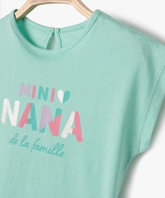 Tee-shirt manches courtes loose à message bébé fille vue2 - GEMO(BEBE DEBT) - GEMO