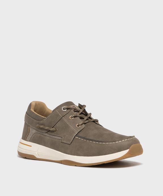 Chaussures bateau à lacets et semelle sport homme vue3 - URBAN STEPS - GEMO