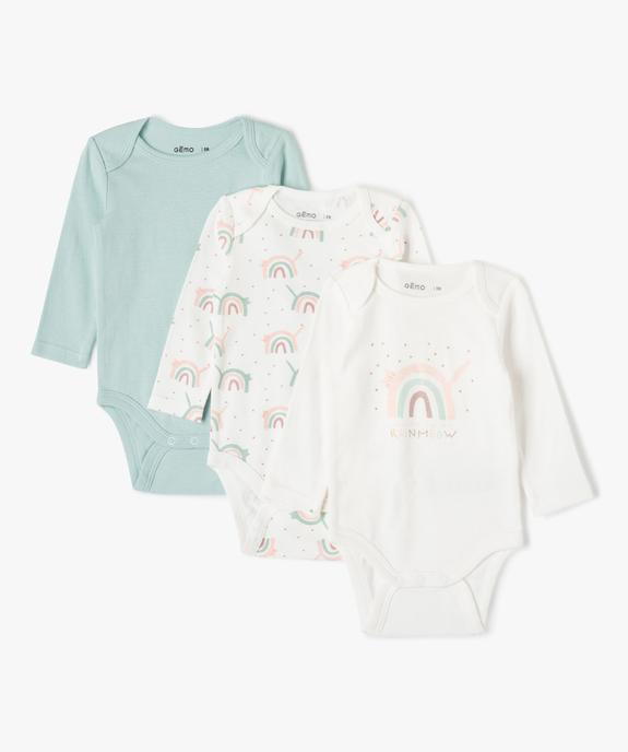 Bodies bébé à manches longues imprimé fantaisie (lot de 3) vue1 - GEMO 4G BEBE - GEMO