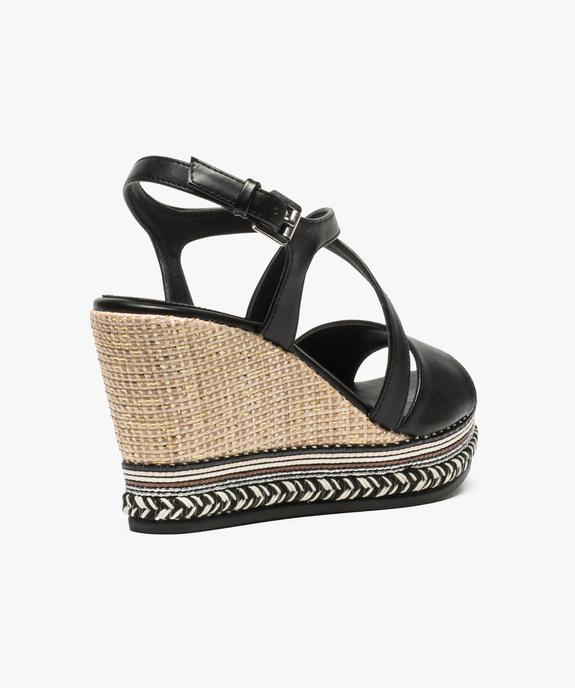 Nu-pieds à talon compensé en raphia et paillettes vue4 - GEMO(URBAIN) - GEMO