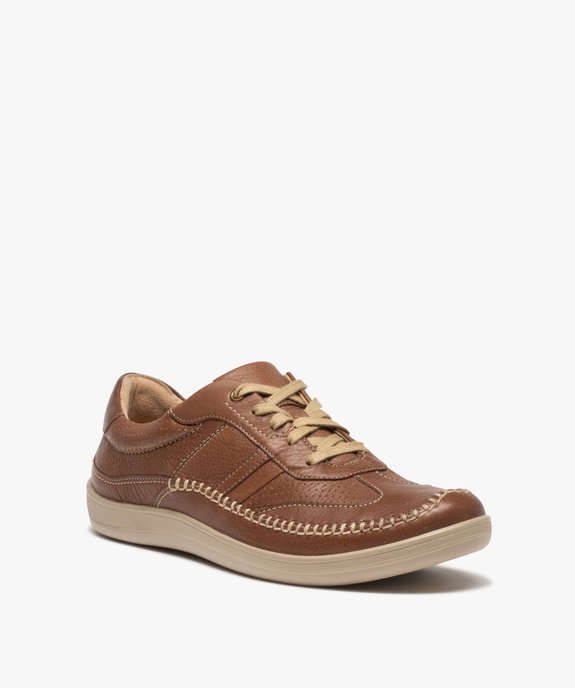 Derbies homme confort dessus cuir souple couture mocassin vue3 - GEMO (CONFORT) - GEMO
