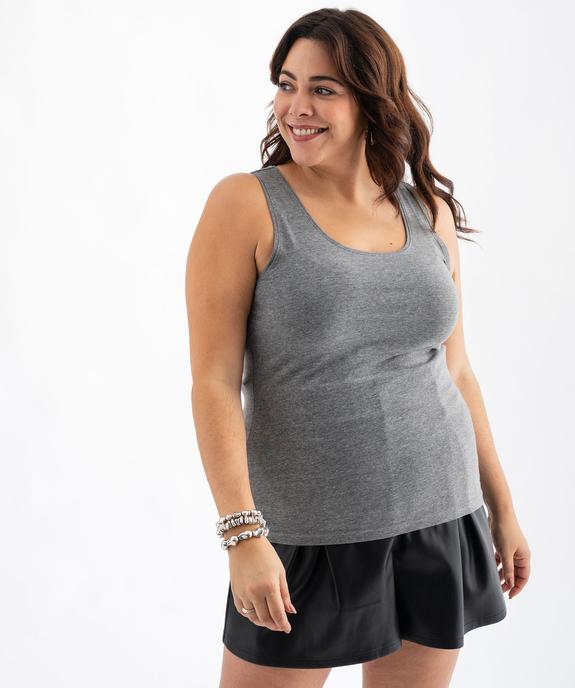 Débardeur femme grande taille uni en coton extensible vue8 - GEMO 4G GT - GEMO