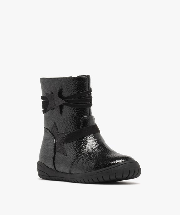 Boots fille fourrées et vernies à zip avec étoiles à paillettes vue3 - LOVELY WINGS - GEMO