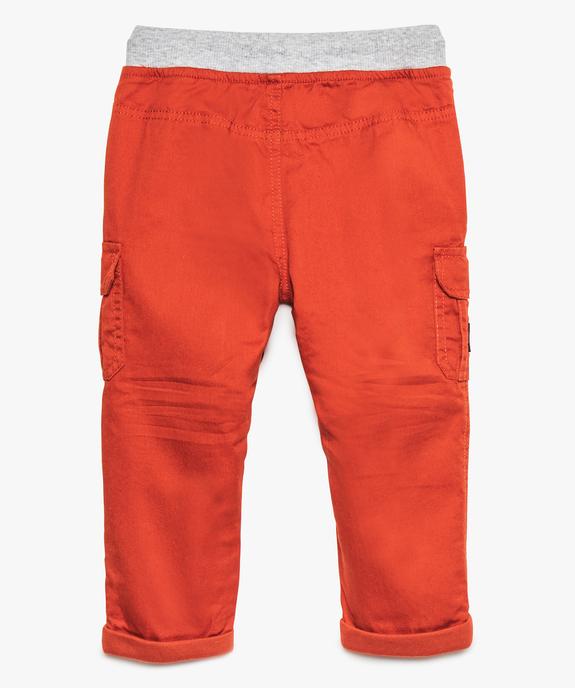 Pantalon coupe cargo doublé avec taille élastique bébé garçon  vue2 - GEMO(BEBE DEBT) - GEMO