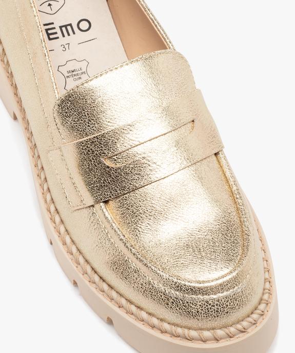 Mocassins femme unis métallisés à semelle épaisse et crantée vue7 - GEMO (CASUAL) - GEMO