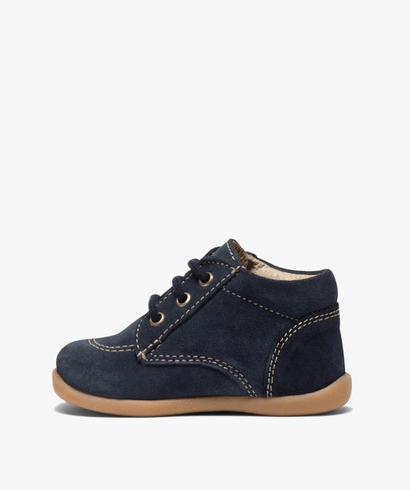Chaussures premiers pas bébé garçon dessus cuir uni  vue3 - GEMO(BEBE DEBT) - GEMO