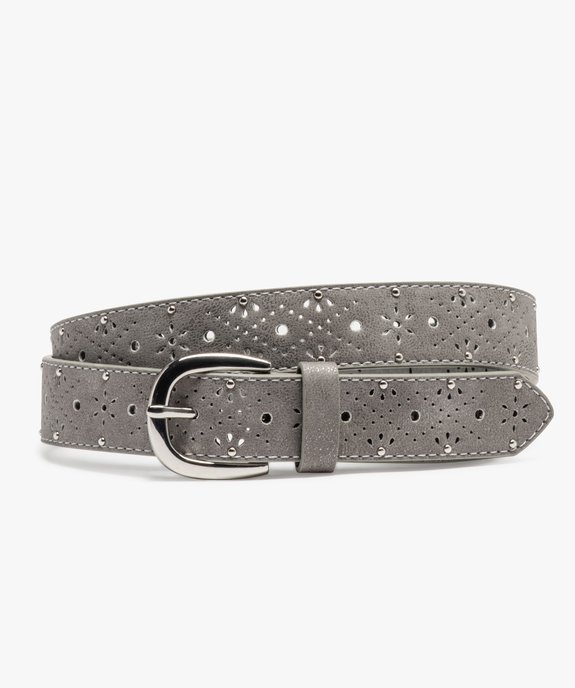 Ceinture à motifs fleuris perforés et clous argentés femme vue1 - GEMO (ACCESS) - GEMO