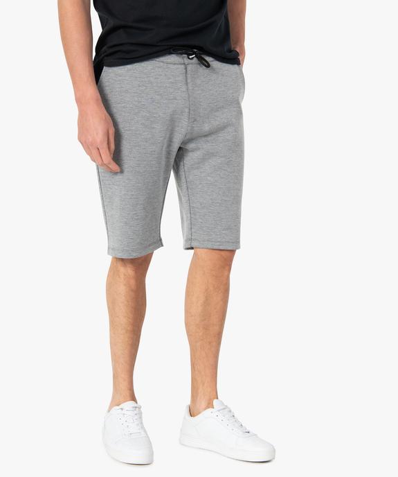 Bermuda homme en maille chinée et taille élastiquée vue1 - GEMO (HOMME) - GEMO
