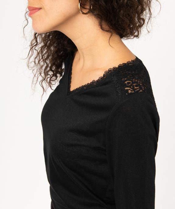 Tee-shirt à manches longues avec détails dentelle femme vue5 - GEMO 4G FEMME - GEMO
