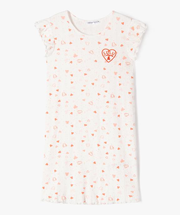 Chemise de nuit en coton finitions froncées fille - LuluCastagnette vue1 - LULUCASTAGNETTE - GEMO