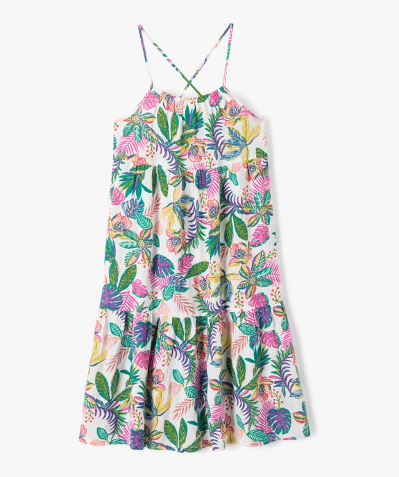 Robe fille à fines bretelles et motifs fleuris vue1 - GEMO 4G FILLE - GEMO