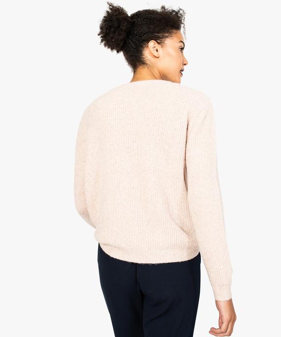 Pull en maille avec perles et strass brodés sur le col pour femme vue3 - GEMO(FEMME PAP) - GEMO