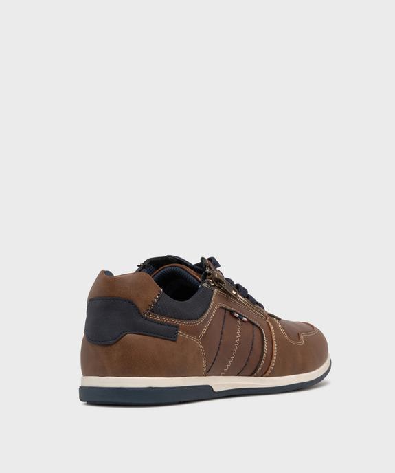 Baskets basses surpiquées à lacets, zip et fine semelle homme - Urban Steps vue4 - URBAN STEPS - GEMO