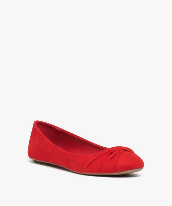 Ballerines femme en suédine unie avec bout drapé vue2 - VALENTINA BALDA - GEMO