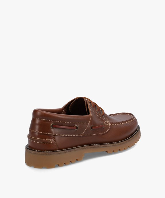 Chaussures bateau homme dessus cuir uni - Tanéo vue4 - TANEO - GEMO