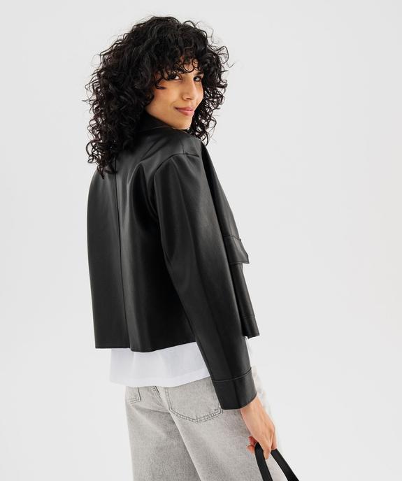 Veste courte en cuir imitation avec poches à rabat femme vue3 - GEMO(FEMME PAP) - GEMO