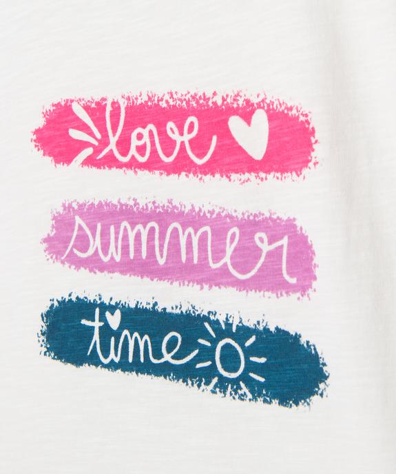 Tee-shirt fille avec motif sur le buste et boutons sur l’épaule vue2 - GEMO 4G FILLE - GEMO