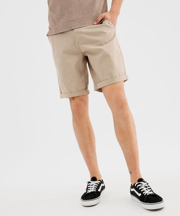 Bermuda chino en coton stretch homme vue1 - GEMO (HOMME) - GEMO