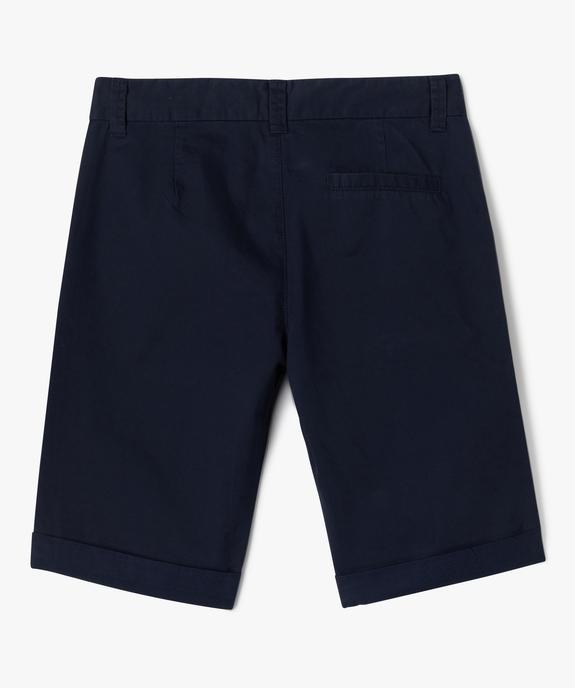 Bermuda en toile avec revers cousus garçon vue3 - GEMO (JUNIOR) - GEMO