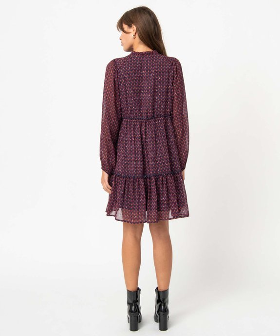 Robe femme imprimée à manches longues avec volants vue3 - GEMO(FEMME PAP) - GEMO
