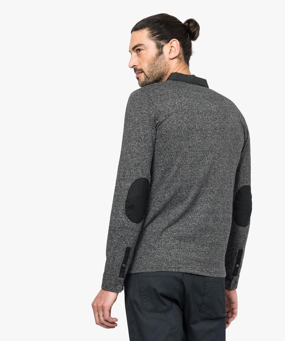 Polo homme à manches longues avec col fantaisie vue3 - GEMO (HOMME) - GEMO